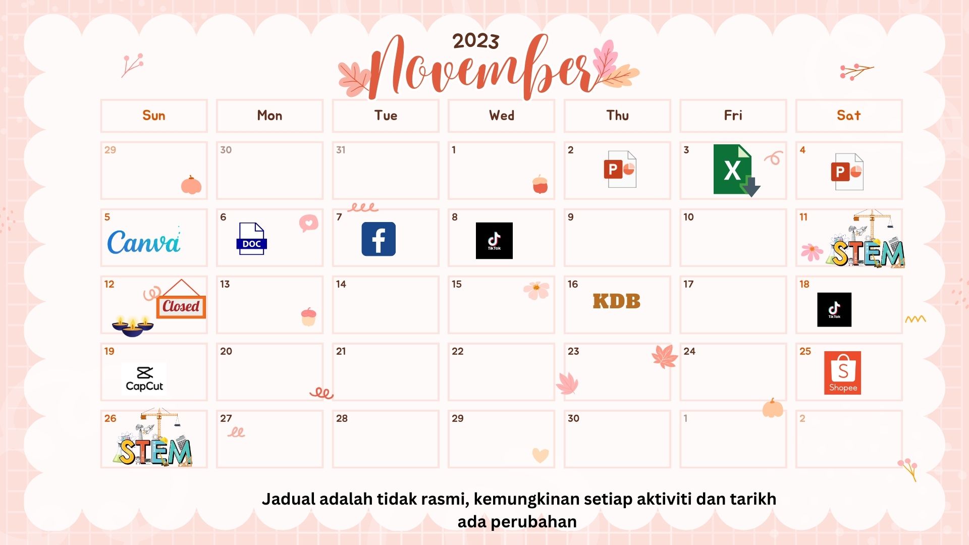 Jadual Aktiviti November 2023