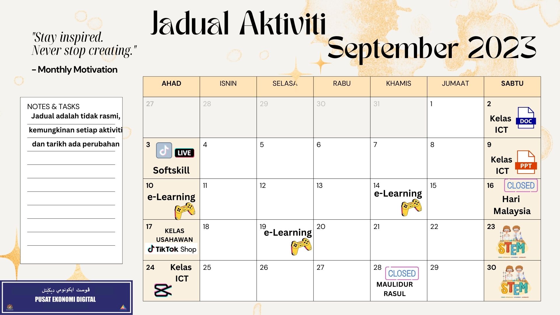 Jadual Aktiviti September 2023