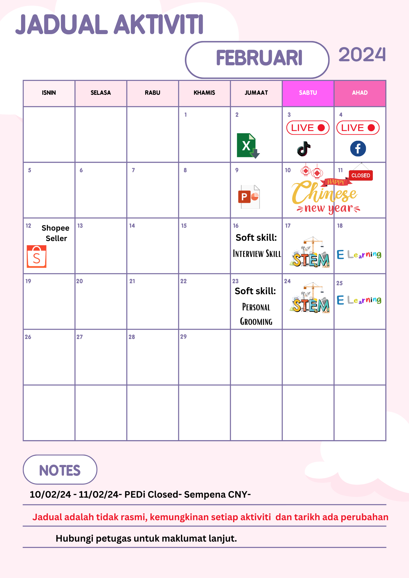 JADUAL AKTIVTI FEBRUARI 2024