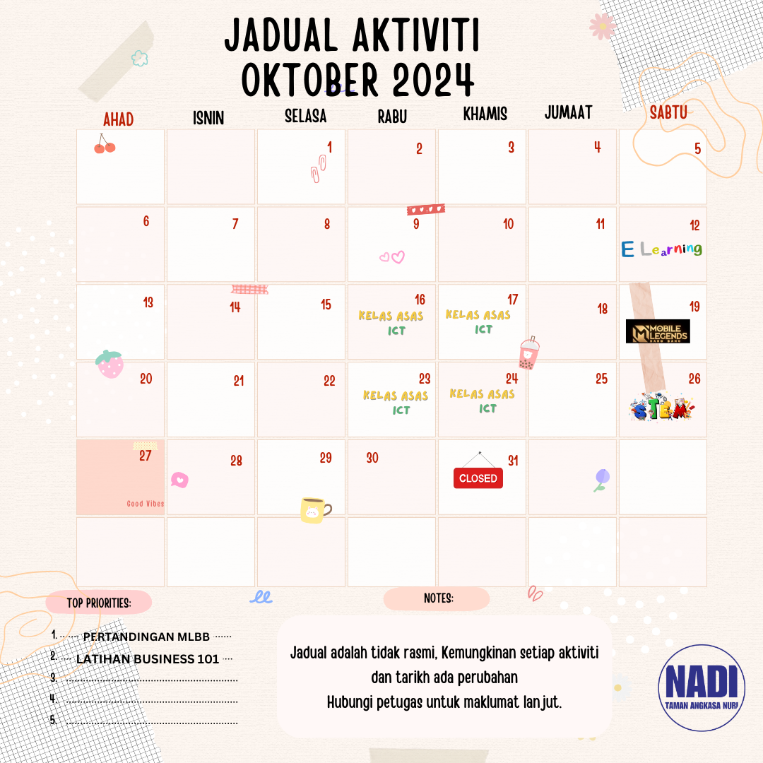 JADUAL AKTIVITI OKTOBER 2024