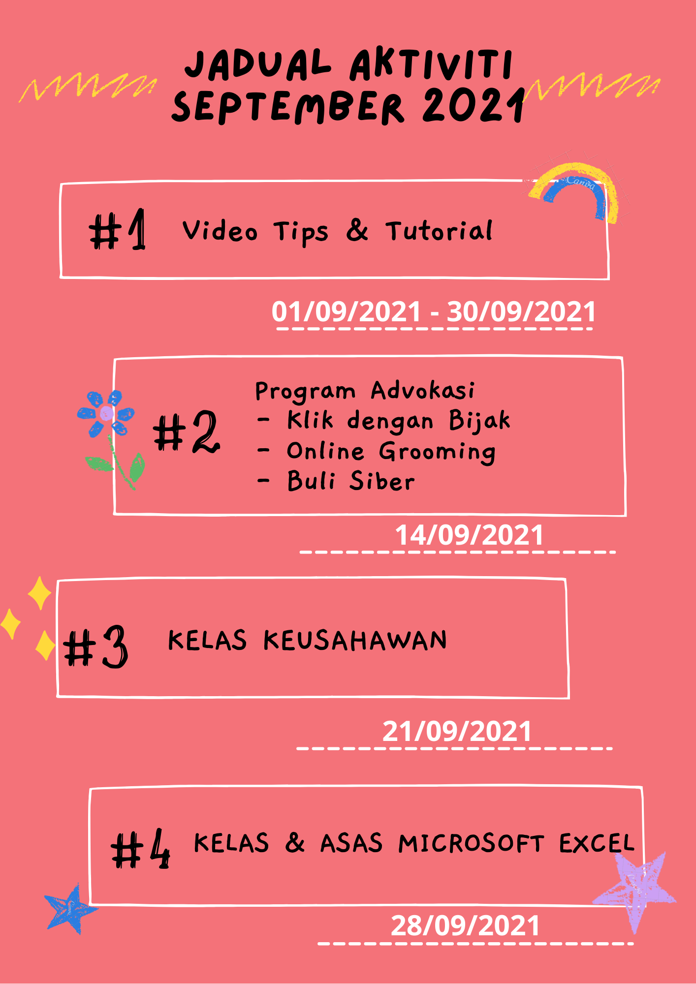 jadual aktivti september 2021